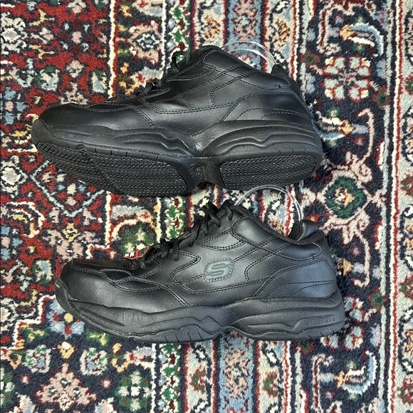 Skechers Keystone Black Leather Steel Toe Work Shoes Slip Resistant Men 9.5 - Picture 8 of 9